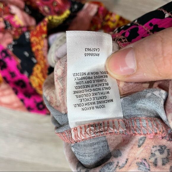 Bp Patchwork Print Wide Leg Shorts Rayon - Picture 5 of 6